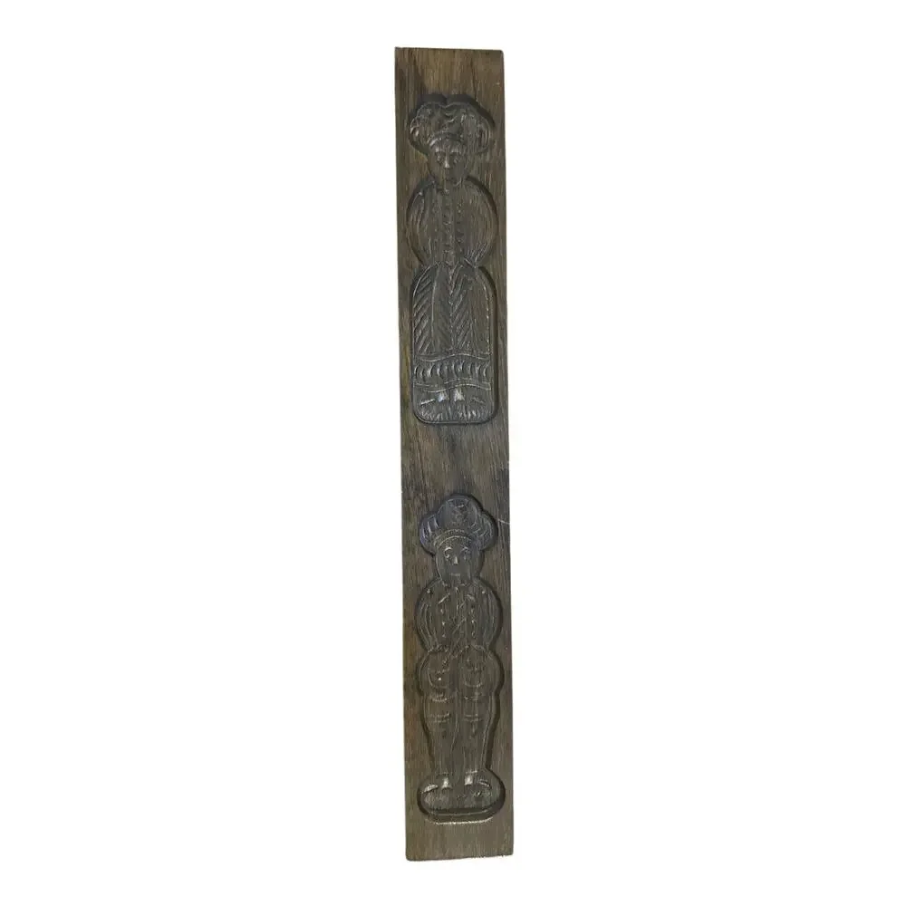 Vintage Speculaas Springerle Dutch Folk Wooden Cookie Mold Plank Baking Decor